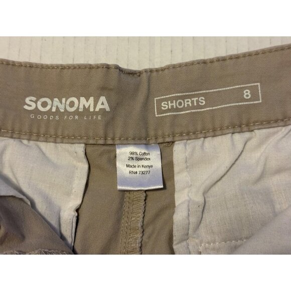 Sonoma Women's Mid Rise Straight Shorts Tan 4 Pockets Size 8 - Picture 3 of 15